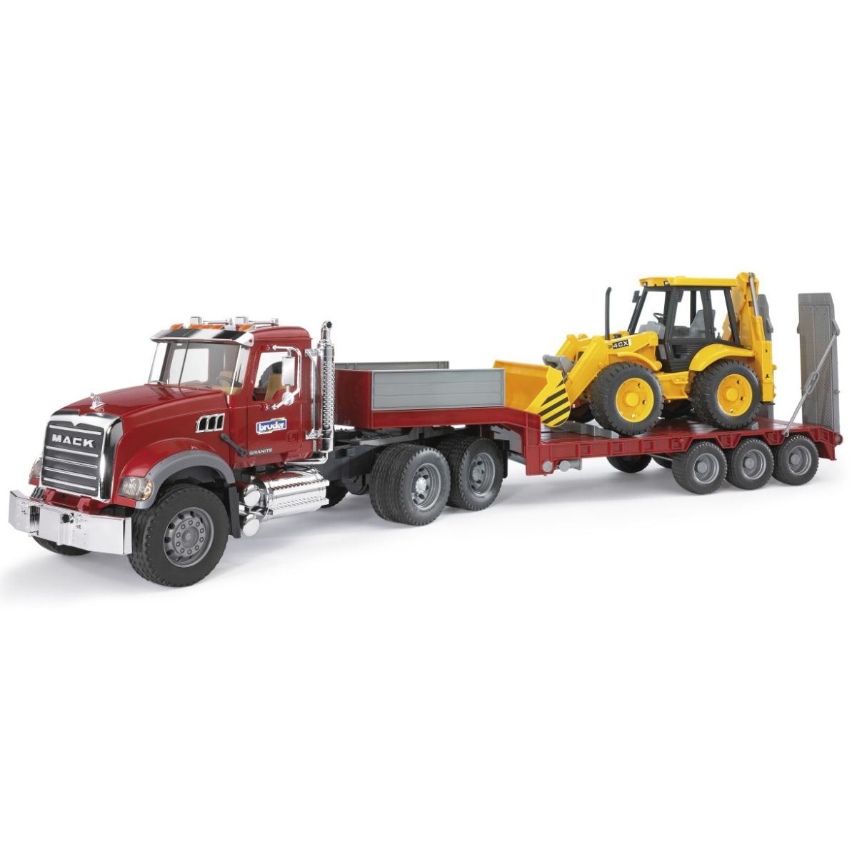 Đồ Chơi Mô Hình: Xe Đầu Kéo MACK Granite & Máy Xúc JCB 4CX Bruder BRU02813