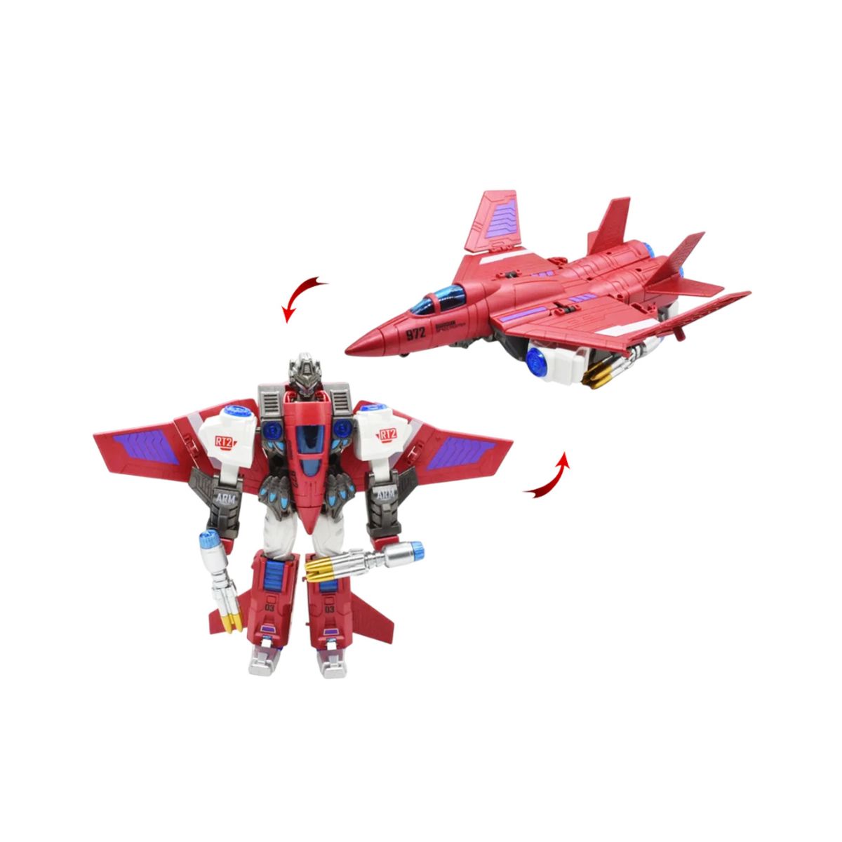 Red Transforming Robot Toy Into Aircraft VECTO VT698B14/RD