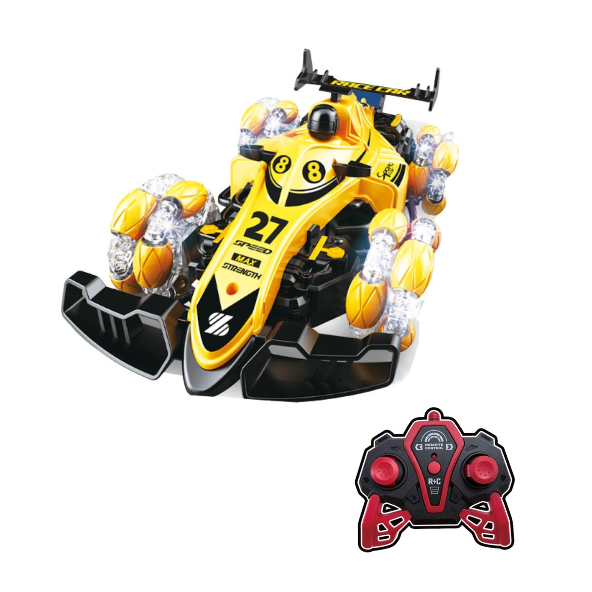 Remote Control Lightning Stunt Super Car Toy (Yellow) VECTO VT188889/YL