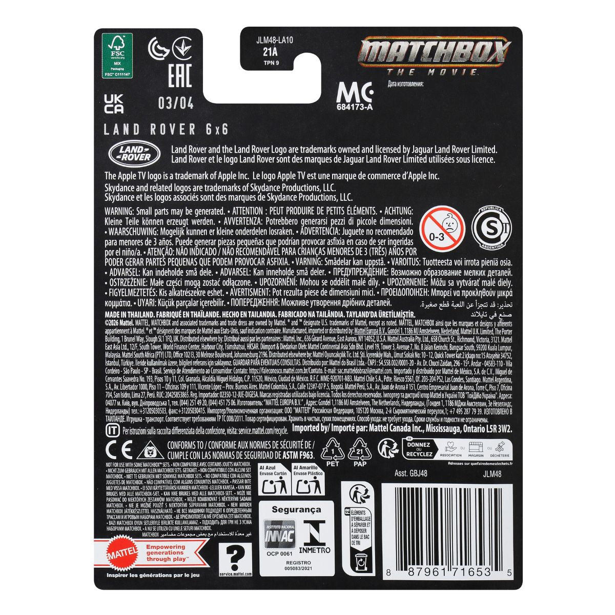 Đồ Chơi Siêu Xe Hạng Sang Land Rover 6x6 MATCHBOX JLM48/GBJ48