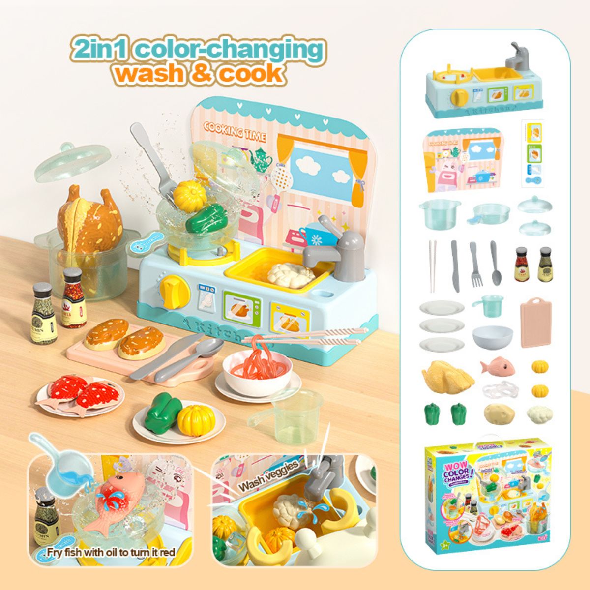 Đồ Chơi Thức Ăn Đổi Màu - Nhà Bếp Tiện Lợi SWEET HEART B1018
