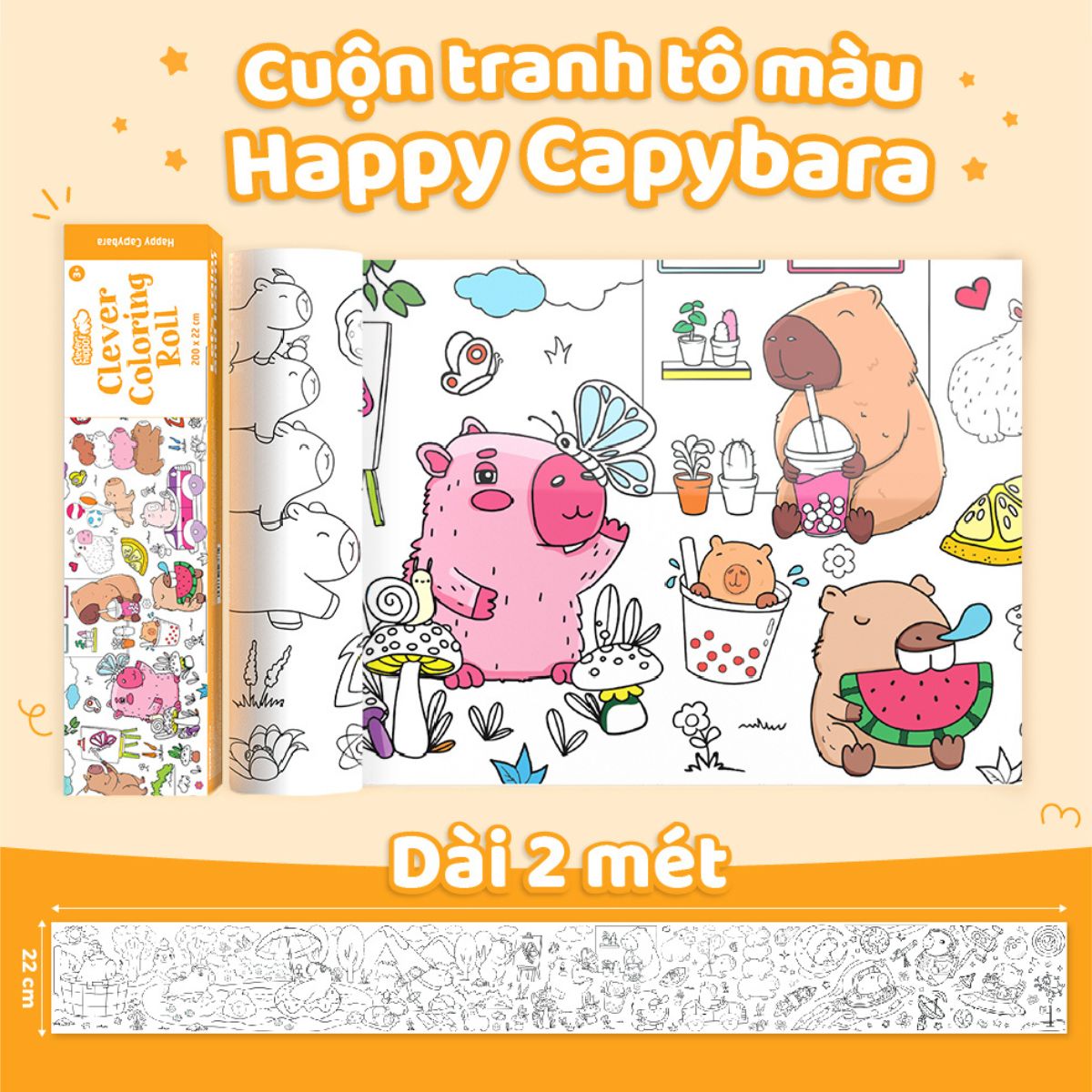Sách Tô Màu Dạng Cuộn - Happy Capybara CLEVERHIPPO CR05