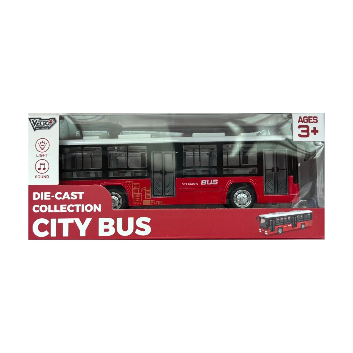Đồ Chơi Xe Buýt Thành Phố Có Đèn Và Âm Thanh (Đỏ) Vecto Vt0771b