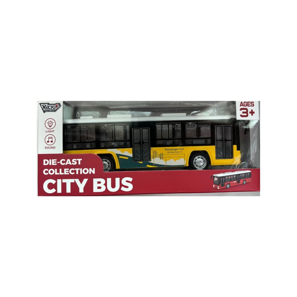 Đồ Chơi Xe Buýt Thành Phố Có Đèn Và Âm Thanh (Vàng) Vecto Vt0771c