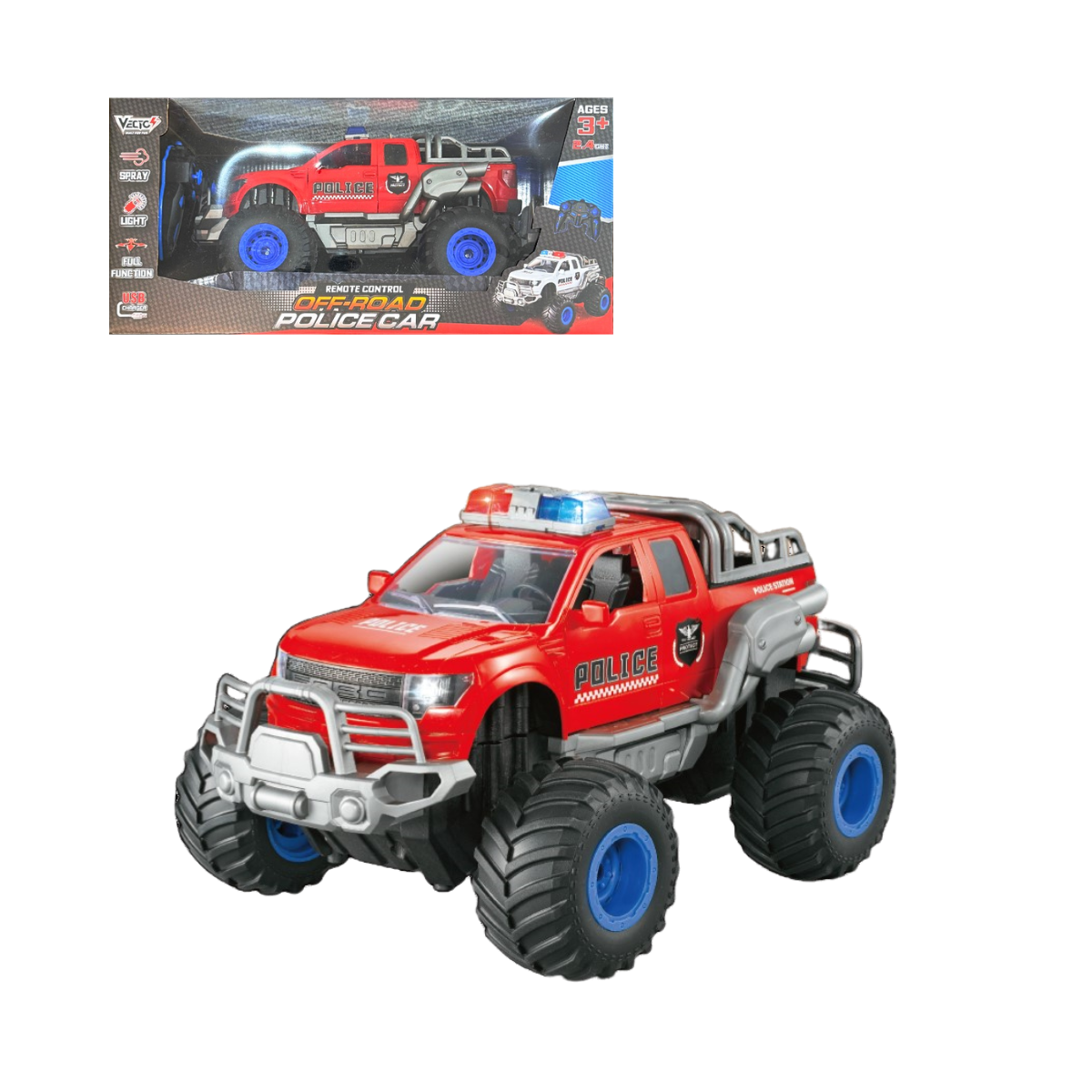 Đồ Chơi Xe Cảnh Sát Off-Road Phun Sương Điều Khiển Từ Xa (Đỏ) VECTO VT2110A