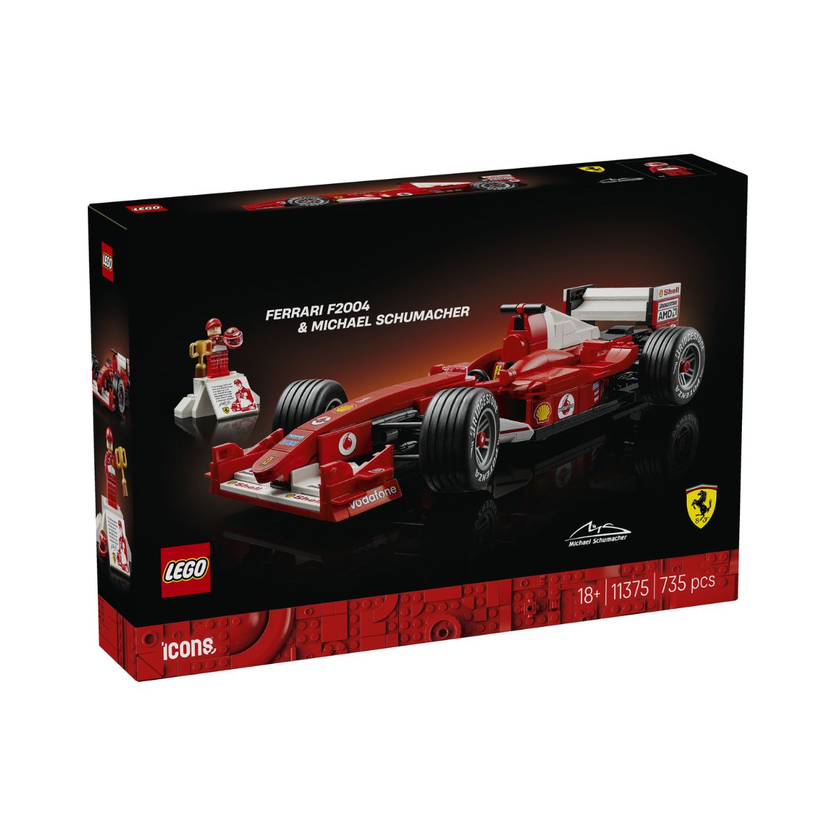 Đồ Chơi Lắp Ráp Xe Đua Ferrari F2004 Và Tay Đua Michael Schumacher LEGO ICONS 11375