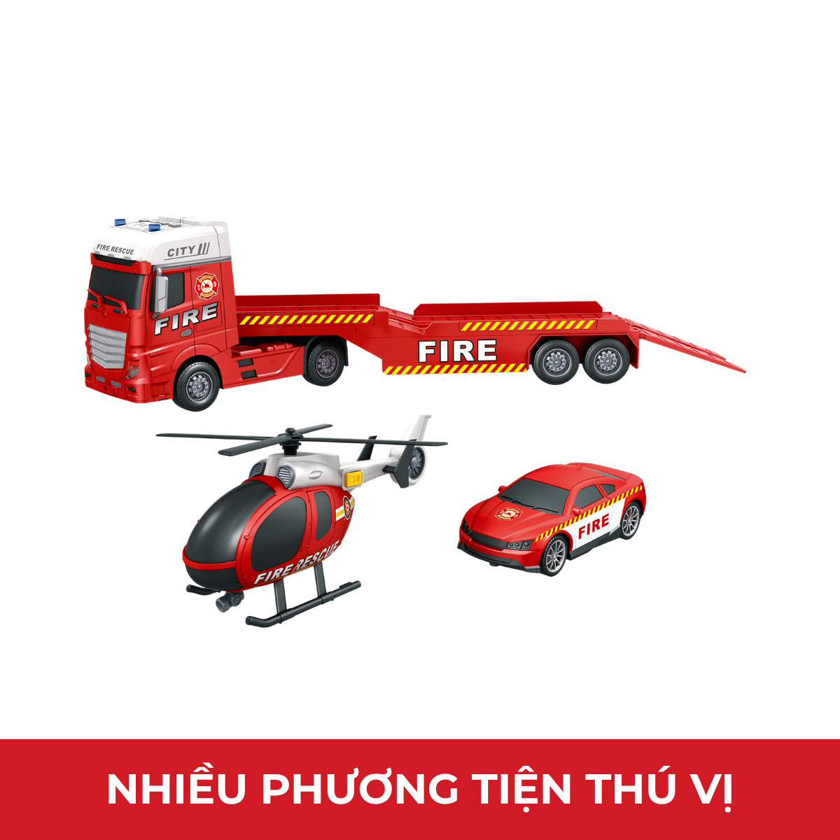 Fire Rescue Vehicle Transport Truck Toy with Lights and Sounds VECTO VT67F