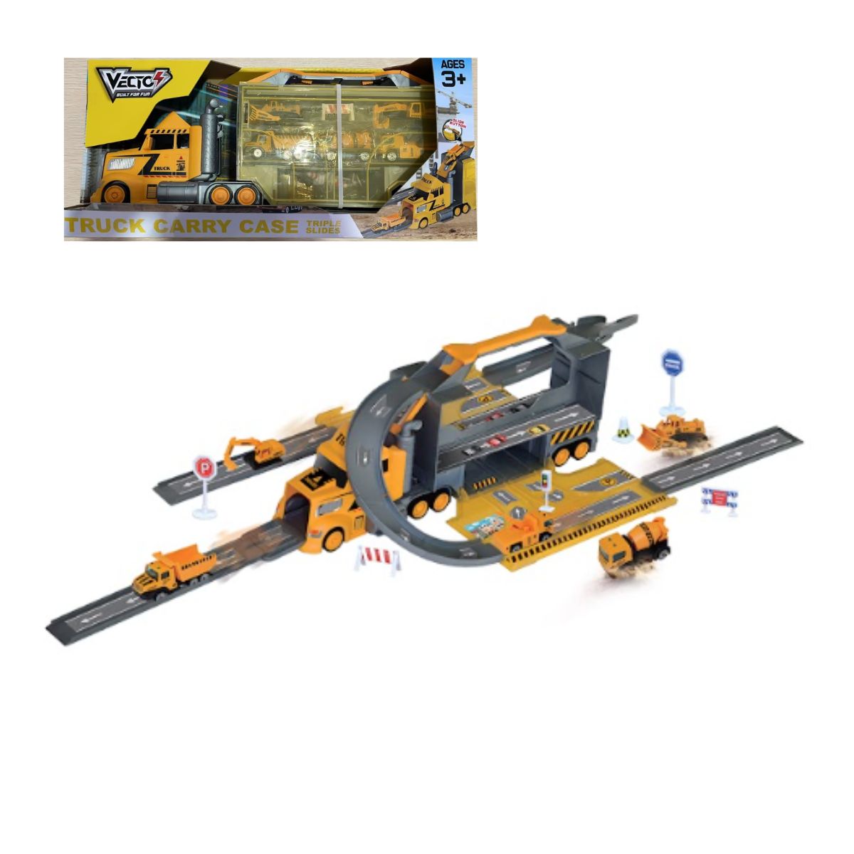 Đồ Chơi Xe Tải Nhiều Ngăn Công Trình Với Đường Trượt Nối Dài VECTO VT110