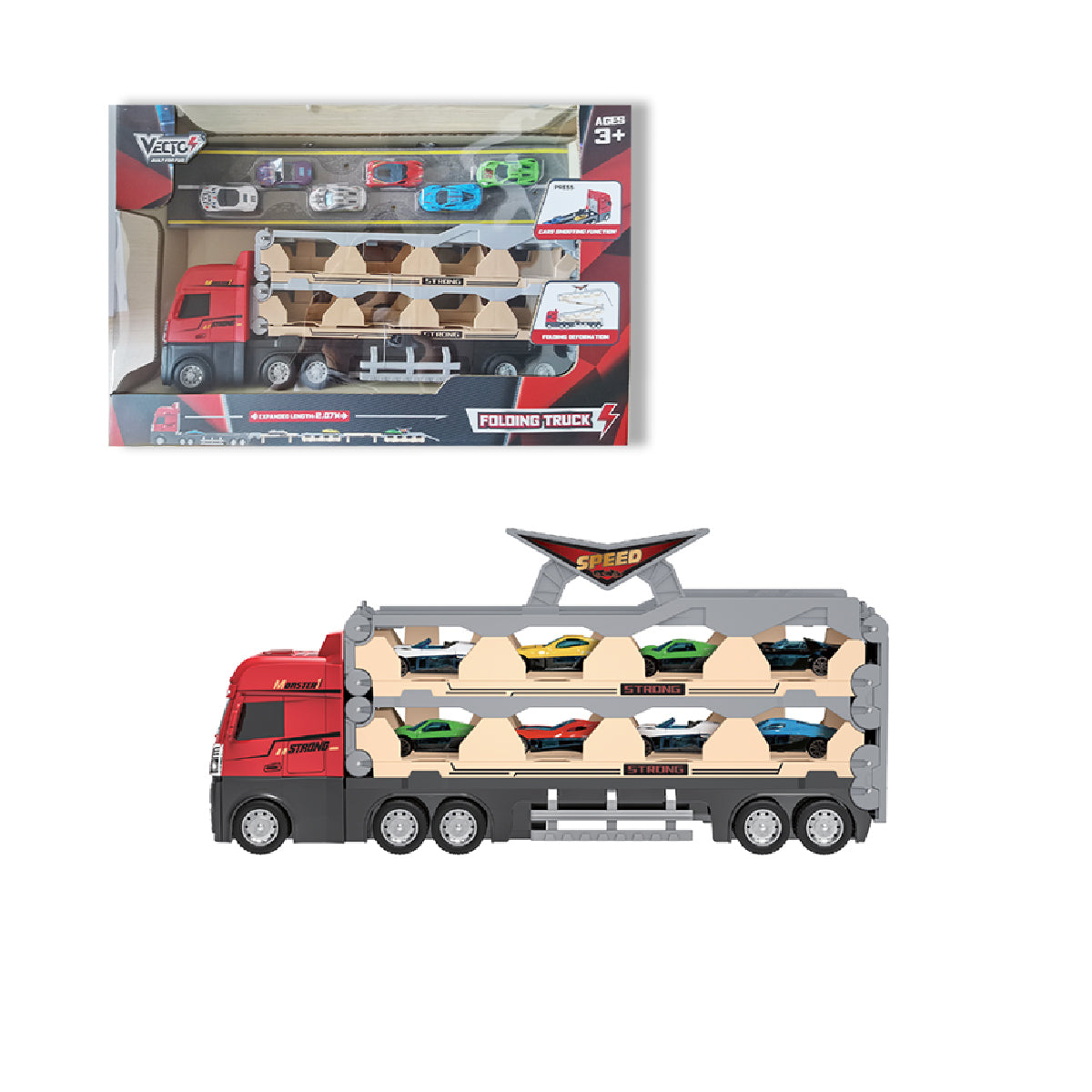 Đồ Chơi Xe Tải Nhiều Ngăn Tích Hợp Đường Đua (Phiên Bản Mới) VECTO VT201-1