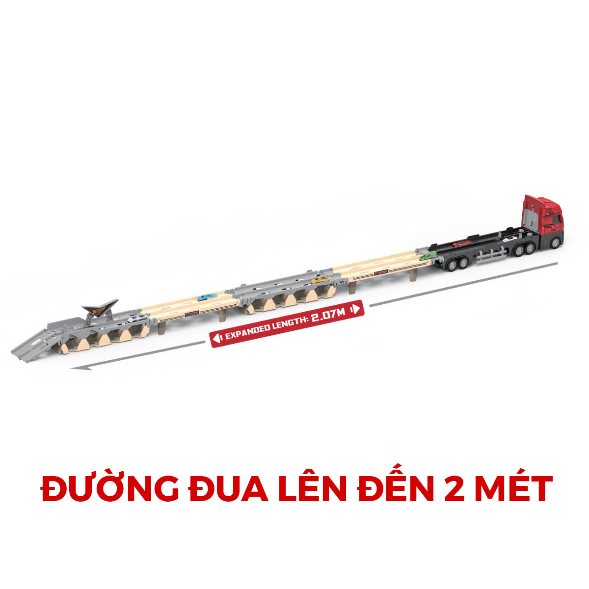 Đồ Chơi Xe Tải Nhiều Ngăn Tích Hợp Đường Đua (Phiên Bản Mới) VECTO VT201-1