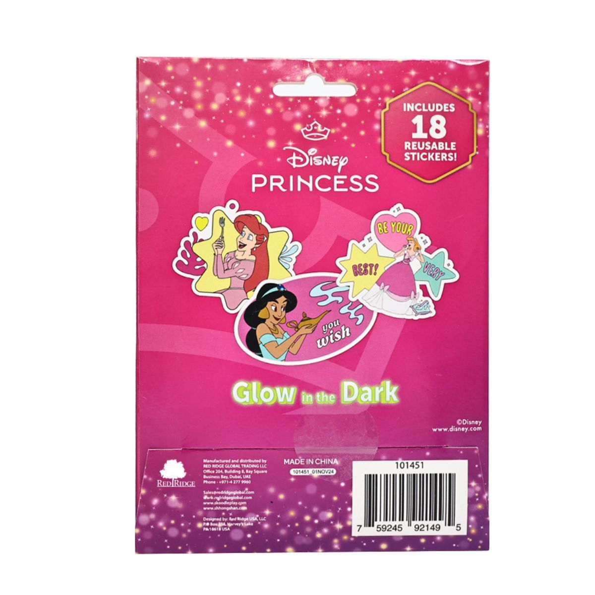 Hình Dán Phát Sáng Trong Bóng Tối Disney Princess RED RIDGE 101451