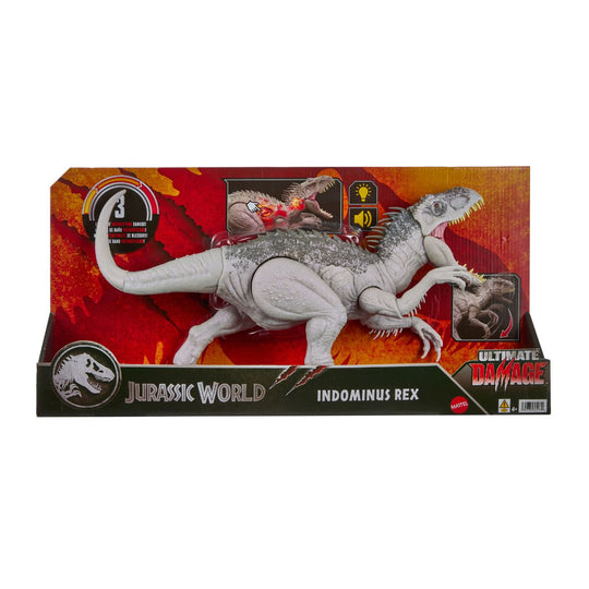 Indominus Rex Dinosaur Toy with Glow-In-The-Dark Attack Damage Jurassic World Mattel JLD20