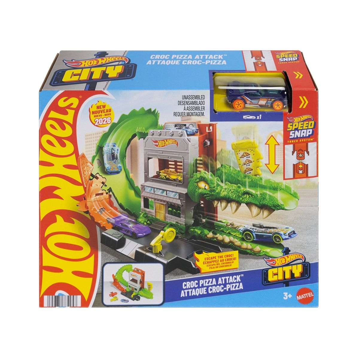 Đồ Chơi Mô Hình City Trận Chiến Tiệm Pizza Cá Sấu HOT WHEELS JHL93/HDR29