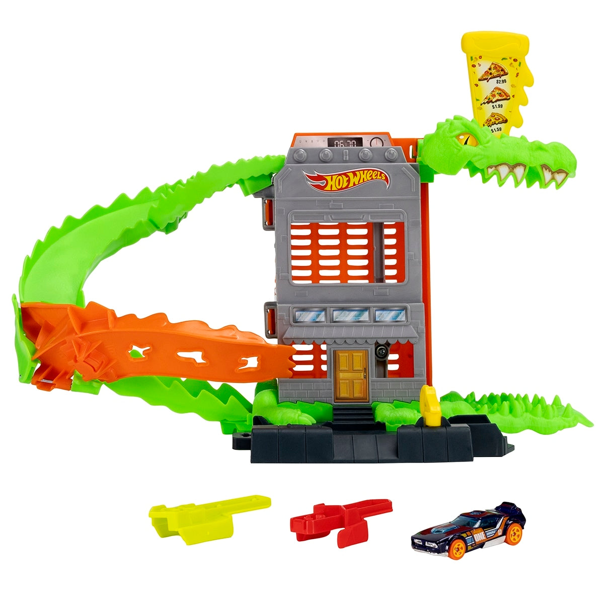 Đồ Chơi Mô Hình City Trận Chiến Tiệm Pizza Cá Sấu HOT WHEELS JHL93/HDR29