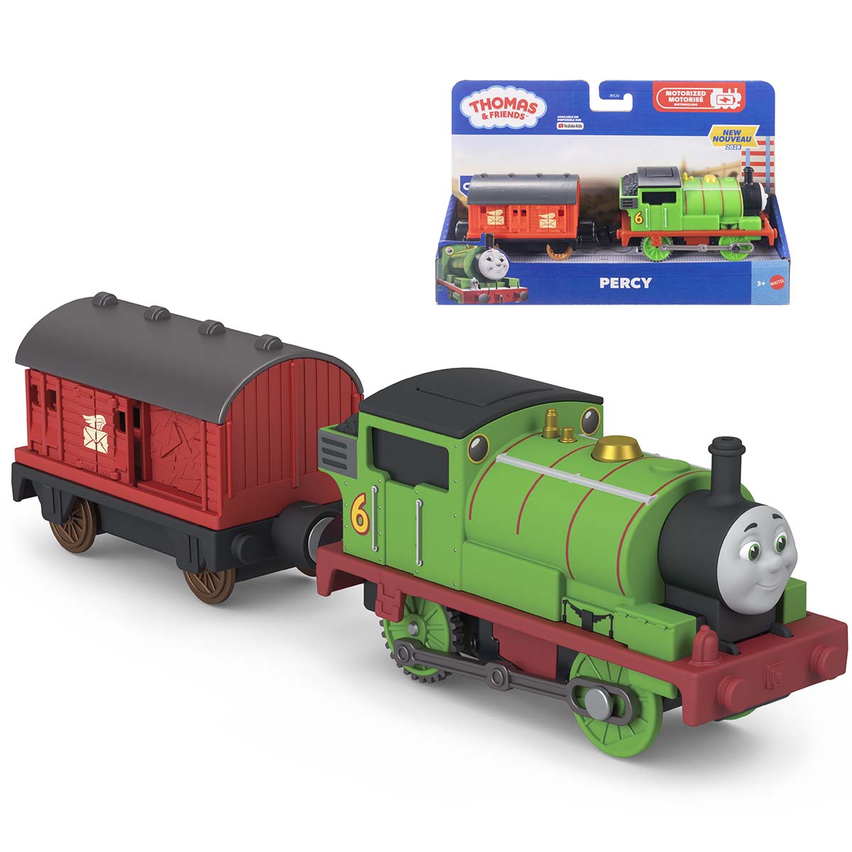 Đồ Chơi Mô Hình Đầu Kéo Và 1 Toa Tàu Động Cơ Percy & Toa chở thư T&F THOMAS FRIEND JLL46/JLL44