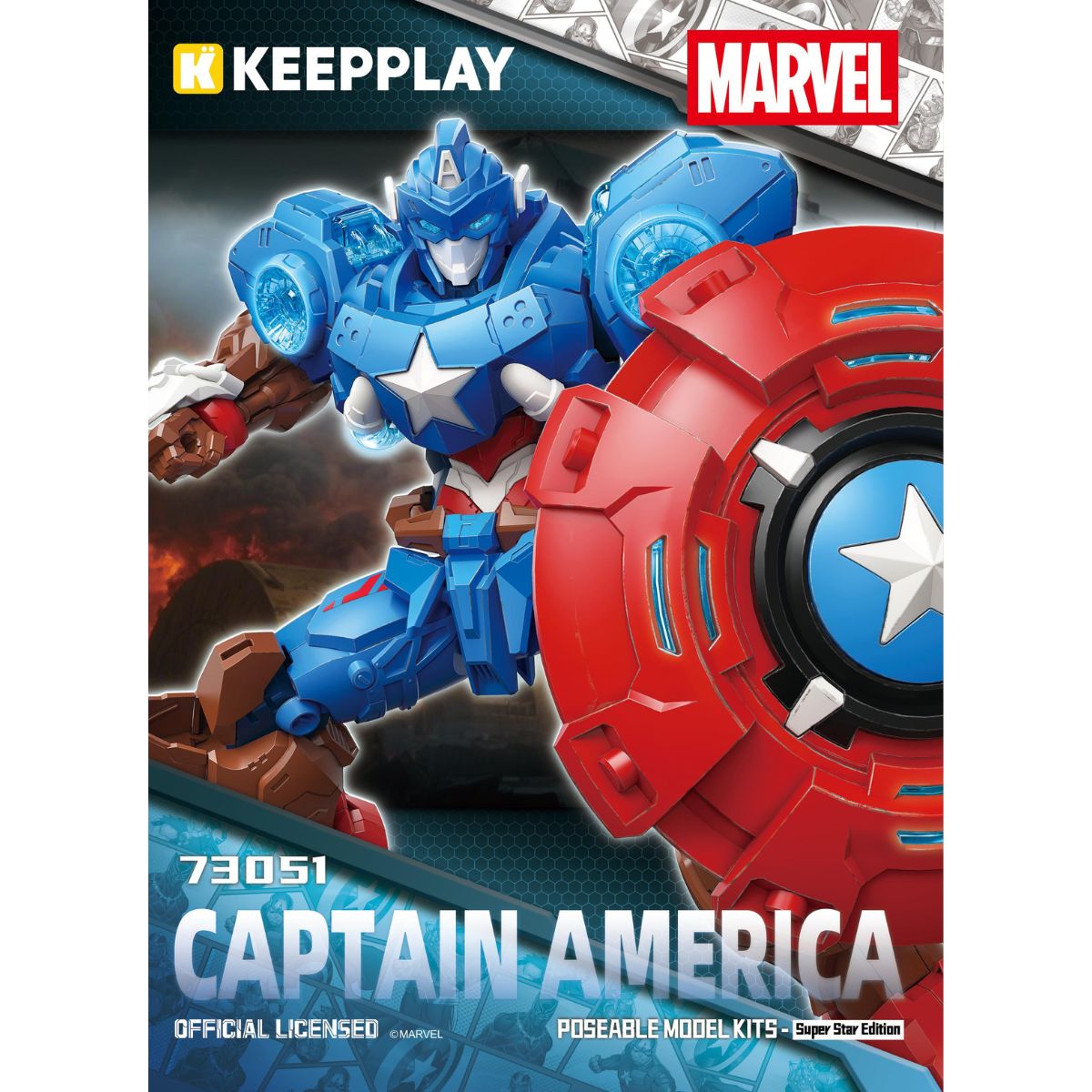Đồ Chơi Mô Hình Lắp Ráp Marvel Mecha Captain America KEEPPLAY 73051