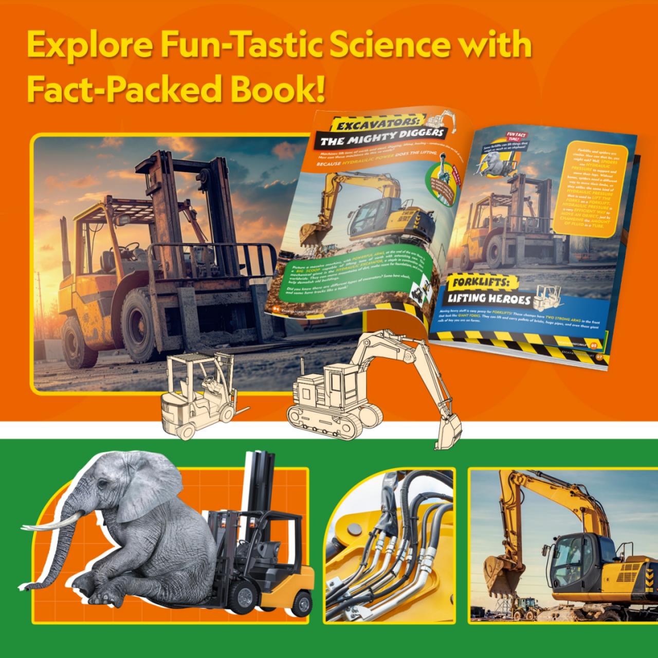 Mô Hình Lắp Ráp Máy Xúc Và Xe Nâng Nat Geo STEAM DS1131h