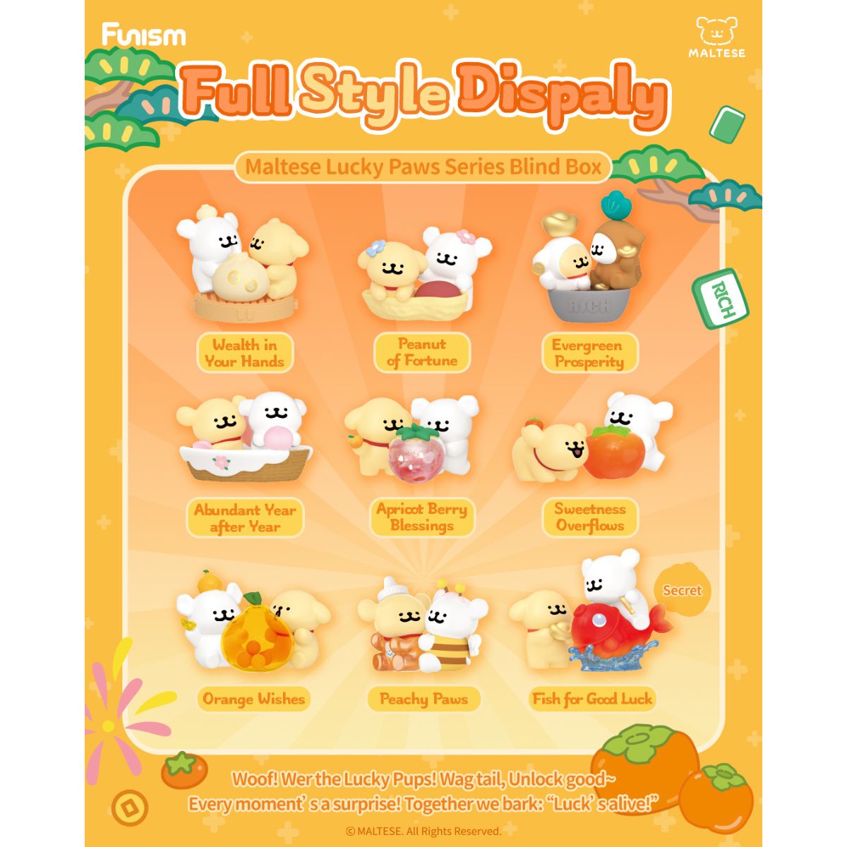 Đồ Chơi Mô Hình Maltese Lucky Paws Series Blind Box FUNISM MX2099