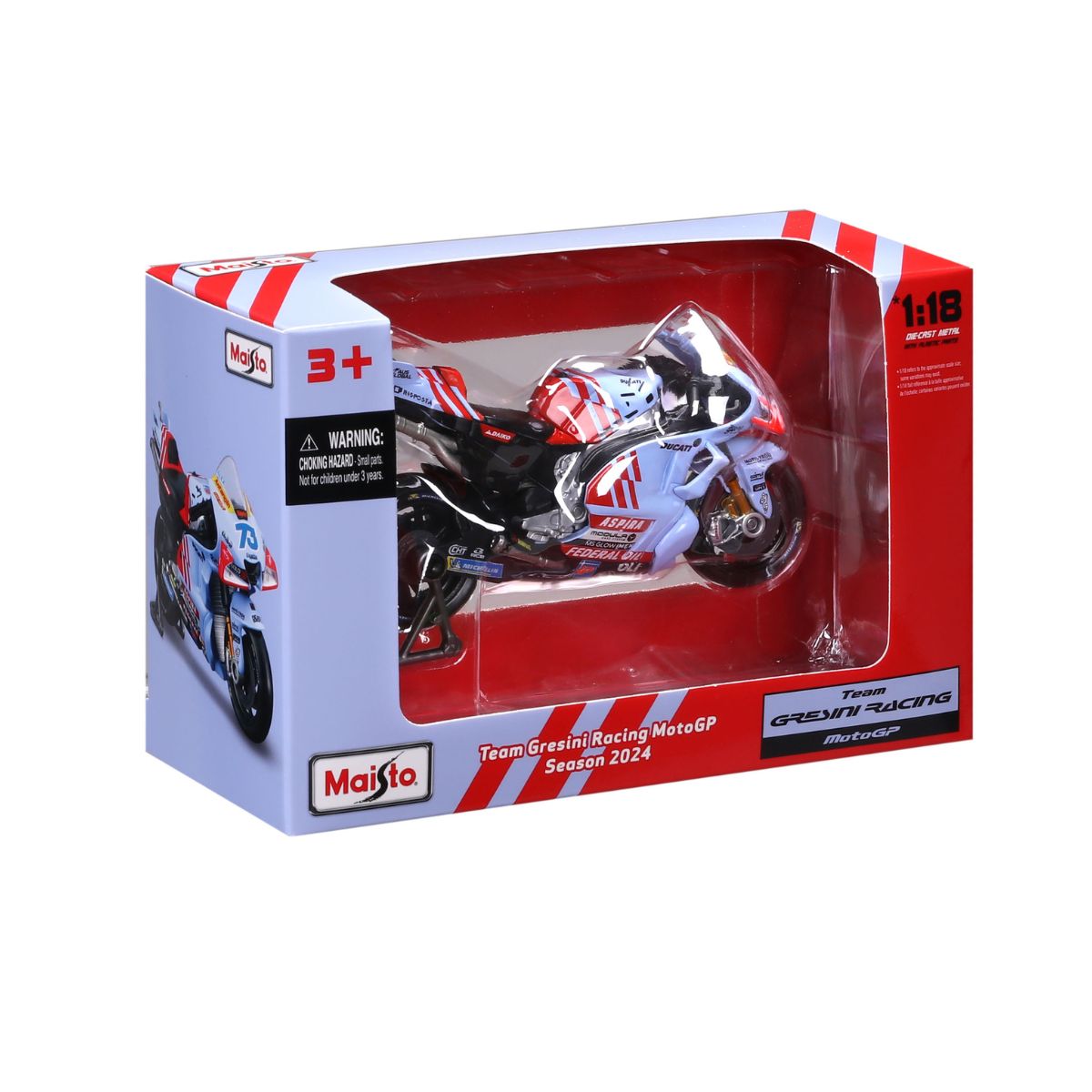 Đồ Chơi Xe Mô Hình Mô Tô Tỉ Lệ 1:18 GP Racing-Gresini Racing 2024 MAISTO 36399