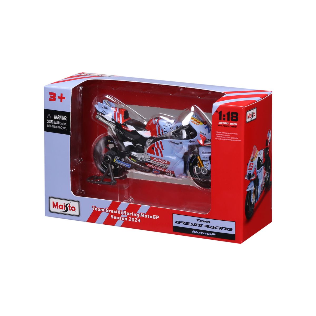 Đồ Chơi Xe Mô Hình Mô Tô Tỉ Lệ 1:18 GP Racing-Gresini Racing 2024 MAISTO 36399