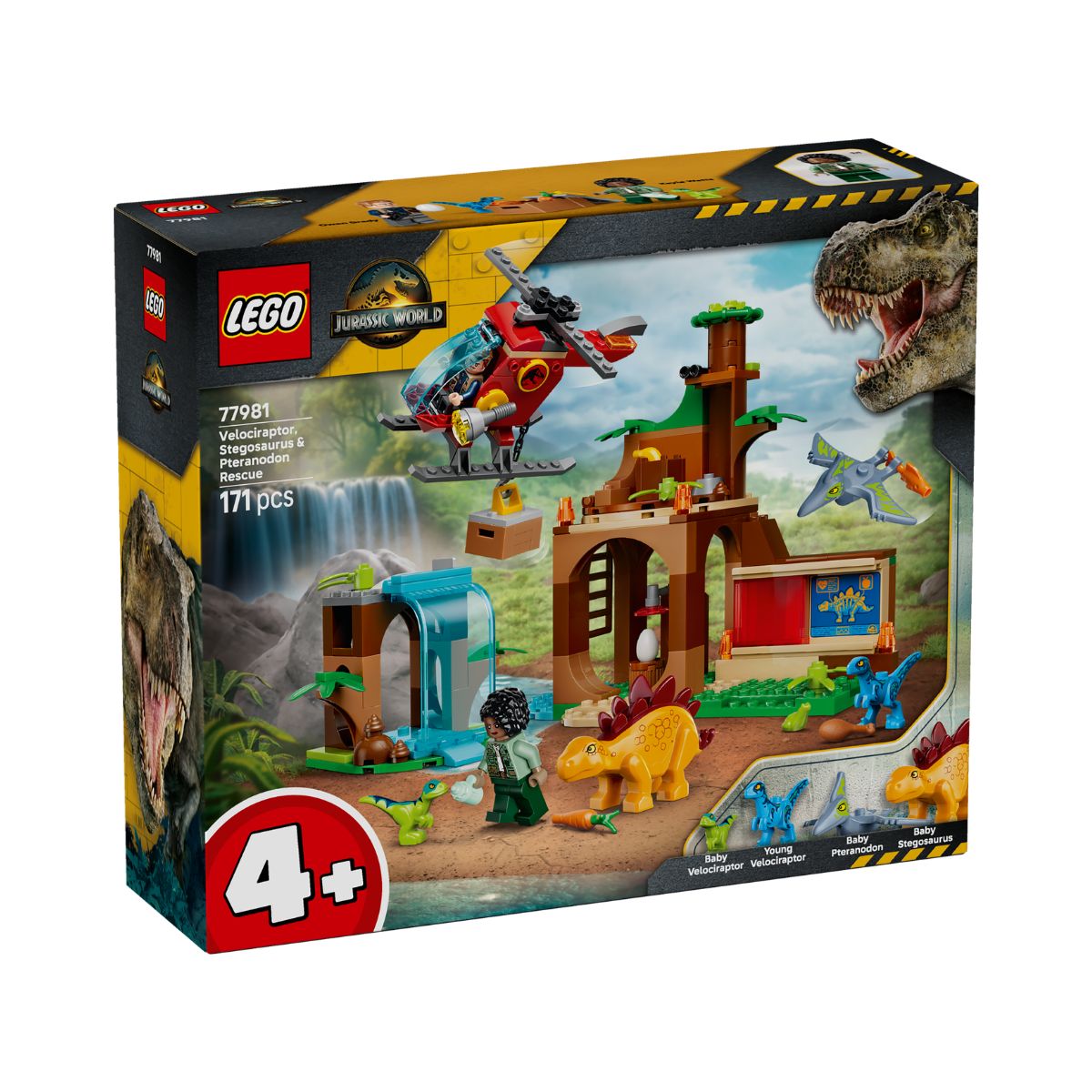 Đồ Chơi Lắp Ráp Nhiệm Vụ Giải Cứu Velociraptor, Stegosaurus Và Pteranodon LEGO JURASSIC 77981 (171 Chi Tiết)