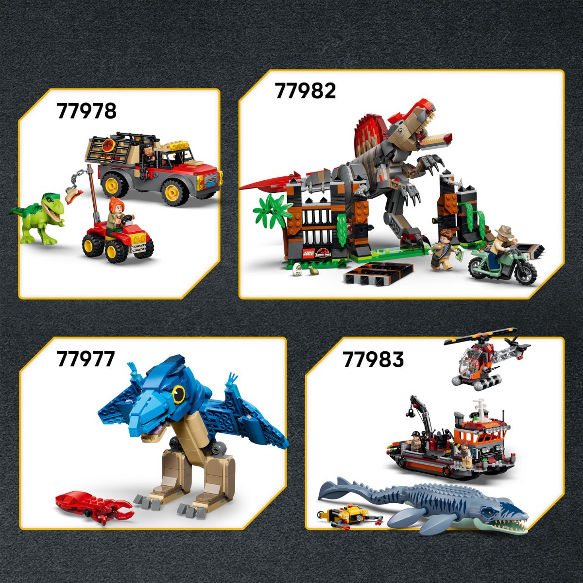 Đồ Chơi Lắp Ráp Nhiệm Vụ Giải Cứu Velociraptor, Stegosaurus Và Pteranodon LEGO JURASSIC 77981 (171 Chi Tiết)