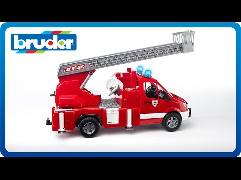 Bruder Toys MB Sprinter Fire Engine w Ladder, Water Pump & Light & Sound Module #02532