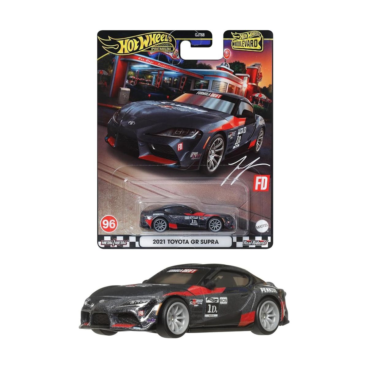 Hot Wheels Boulevard Toyota GR Supra 20 HCR16 - 1:64 Scale Premium Die-Cast Car With Real Riders Wheels
