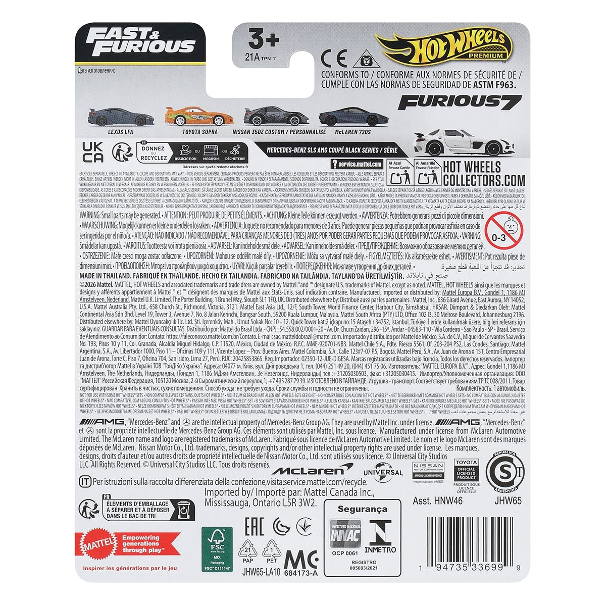 Đồ Chơi Siêu Xe Premium F&F - Mercedes-Benz SLS AMG Coupe HOT WHEELS JHW65/HNW46