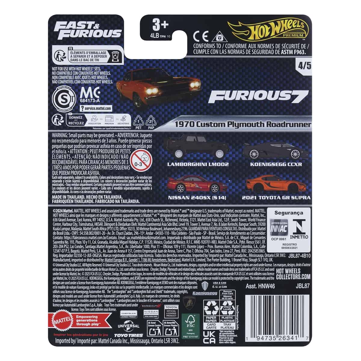 Đồ Chơi Mô Hình Siêu Xe Premium Fast&Furious 70 Plymouth Roadrunner HOT WHEELS HNW46