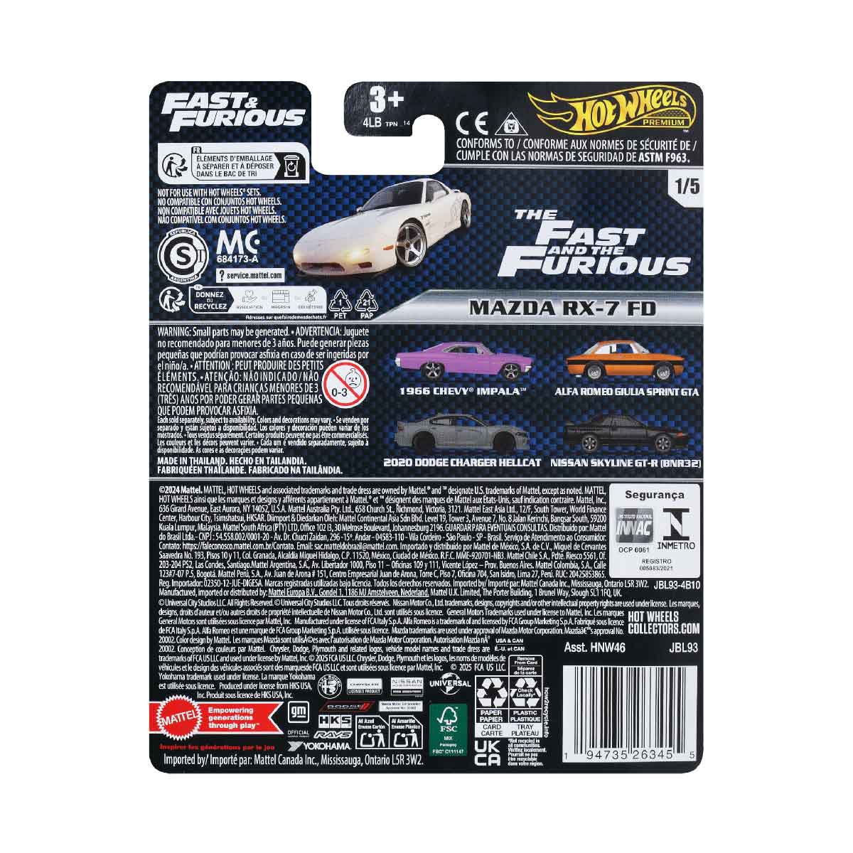 Đồ Chơi Siêu Xe Premium Fast&Furious Mazda RX-7 FD HOT WHEELS HNW46