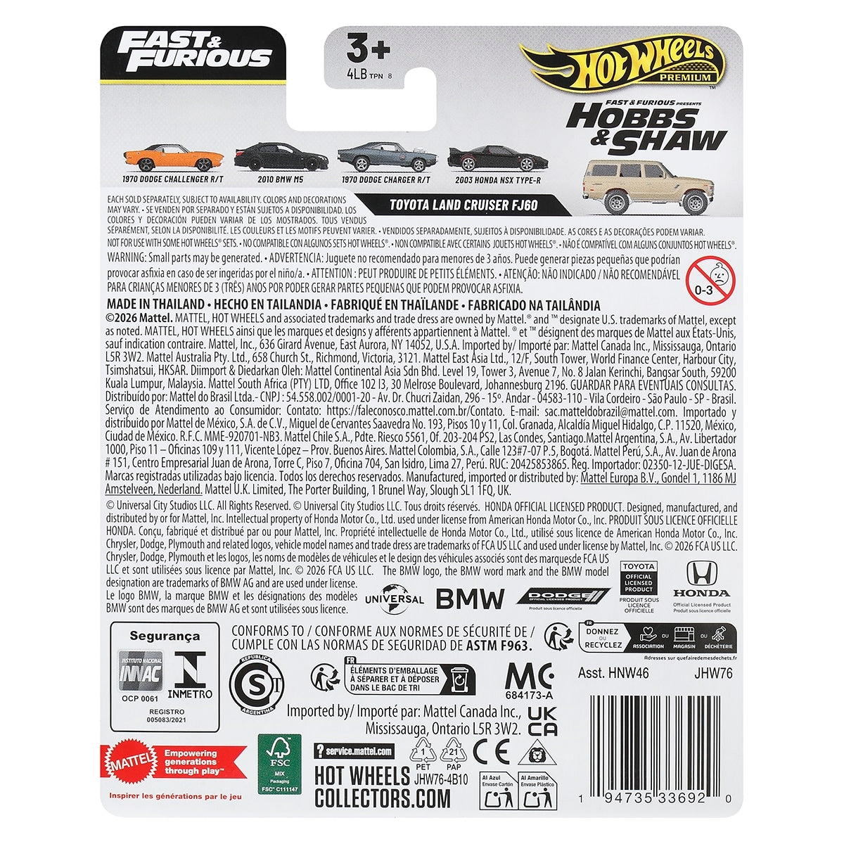 Đồ Chơi Siêu Xe Premium Fast&Furious - Toyota Land Cruiser FJ60 HOT WHEELS JHW76/HNW46