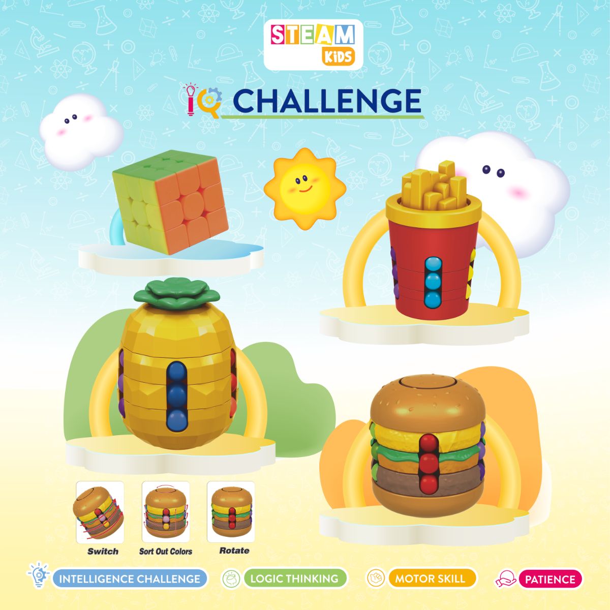 Đồ Chơi Trò Chơi Thử Thách Trí Tuệ Hạt Đậu 4pcs STEAM SK7790