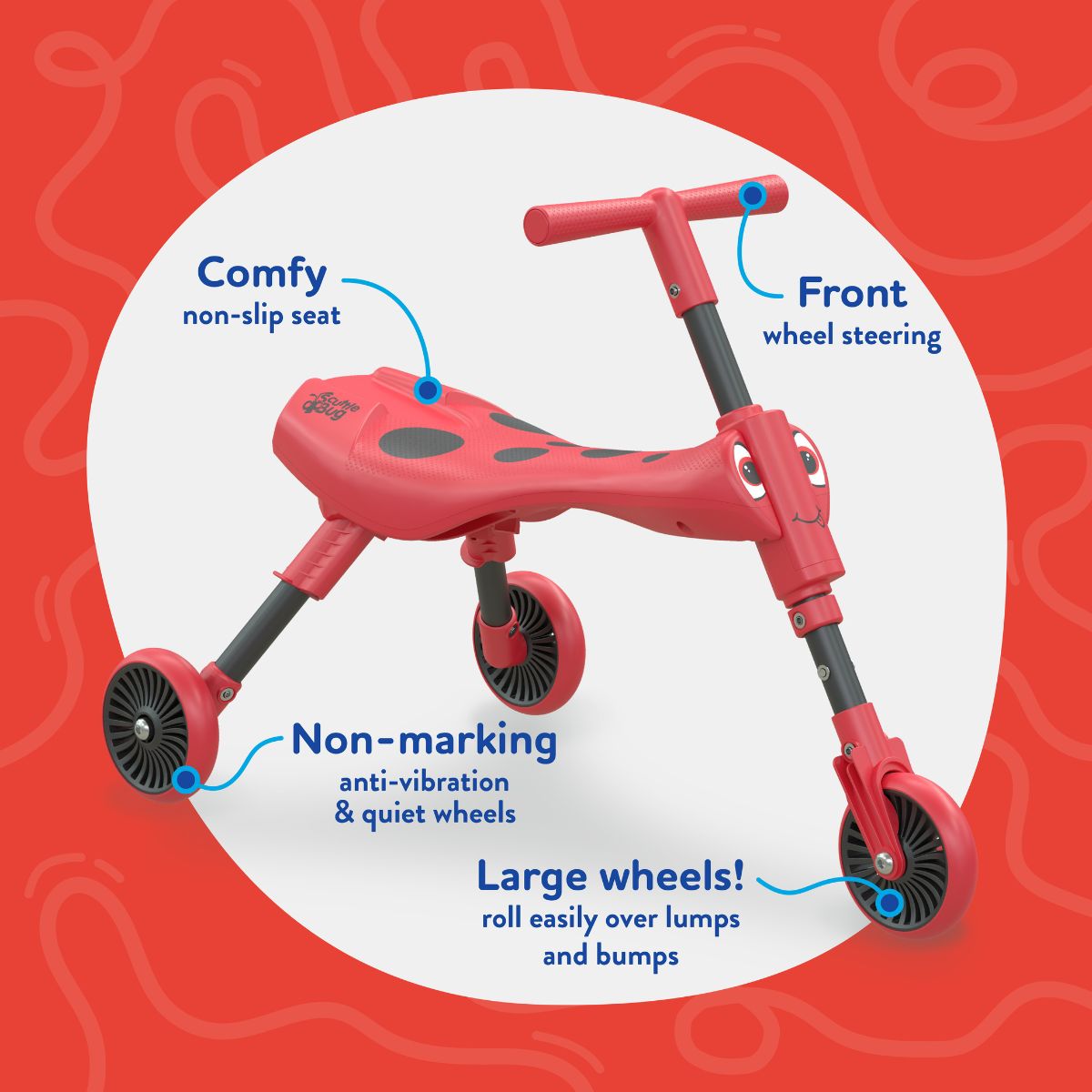 Xe Chòi Chân Bọ Đỏ 3 Bánh Scuttle Bug RIDE ON 8540