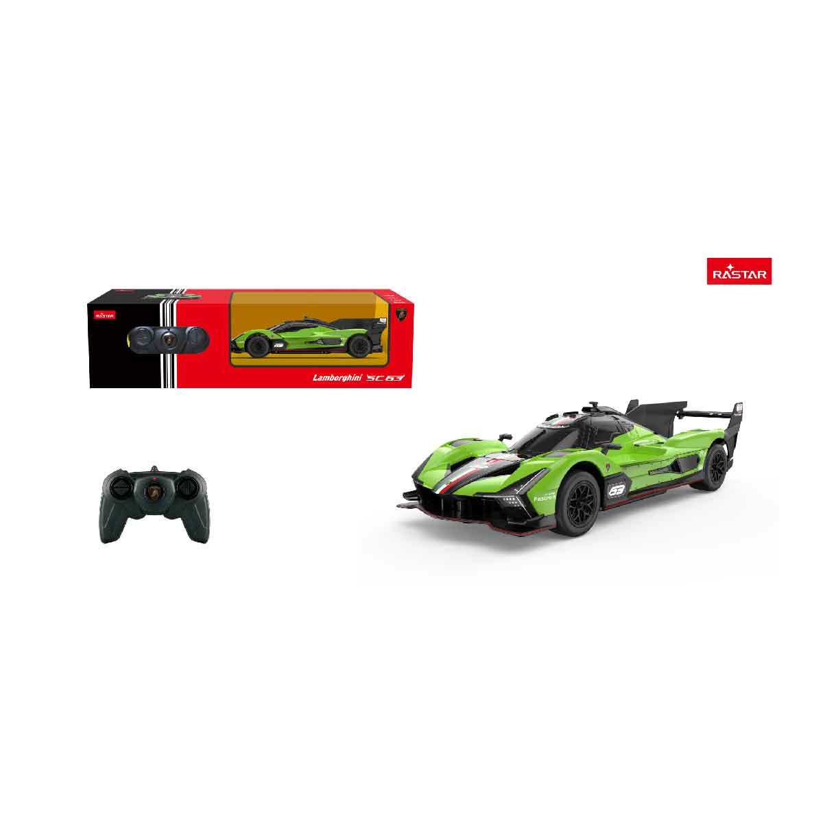 Đồ Chơi Xe Điều Khiển 1:24 Lamborghini SC63 LMDH Xanh Lá RASTAR R10160