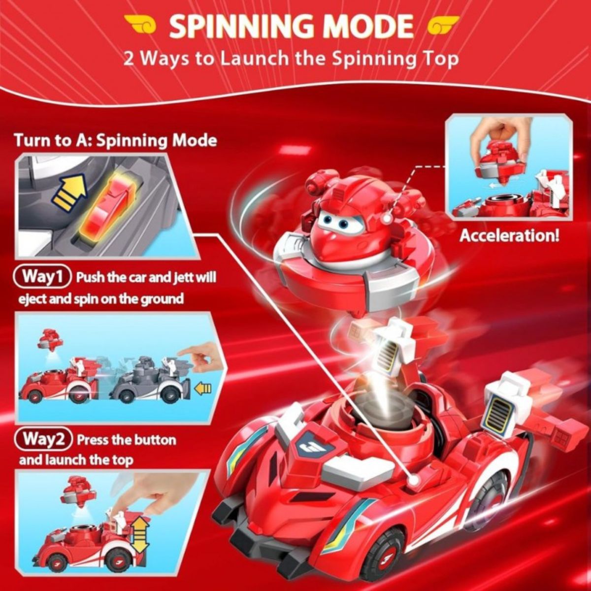 Đồ Chơi Xe Đua Bệ Phóng Con Quay - Jett Tia Chớp SUPERWINGS EU770310