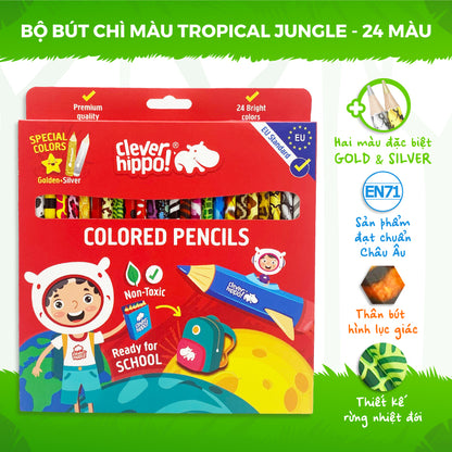 Bộ Bút Chì Màu Tropical Jungle - 24 màu CLEVERHIPPO COPEN2401