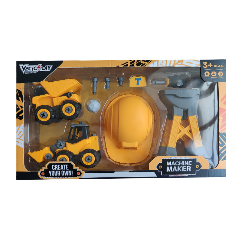 Bộ đồ chơi lắp ráp Vecto DIY-Xe ủi, xe ben,nón và phụ kiện