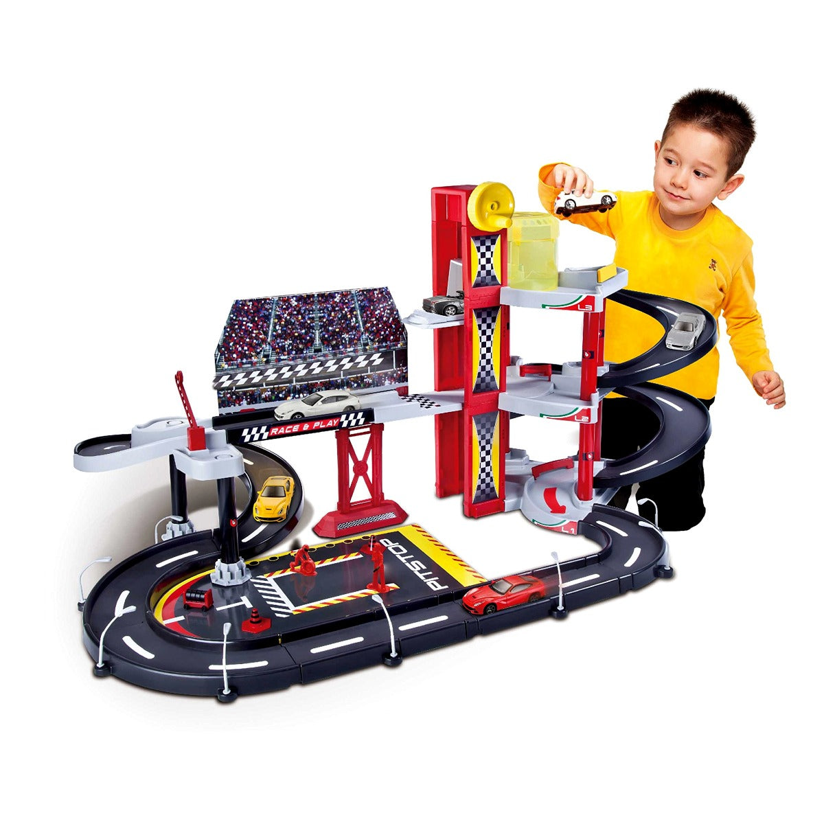 Trạm Đỗ Xe Ferrari Đa Chức Năng, Kèm Xe Đua Tỉ Lệ 1:43 Maisto 18-30197