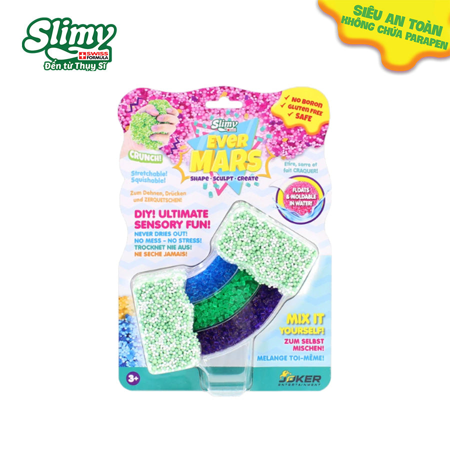 Slime xốp trộn hạt thủy tinh lấp lánh nhiều màu Set Xanh SLIMY 38052