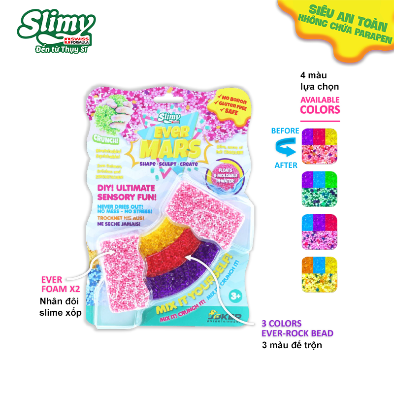 Slime xốp trộn hạt thủy tinh lấp lánh nhiều màu Set Đỏ SLIMY 38052