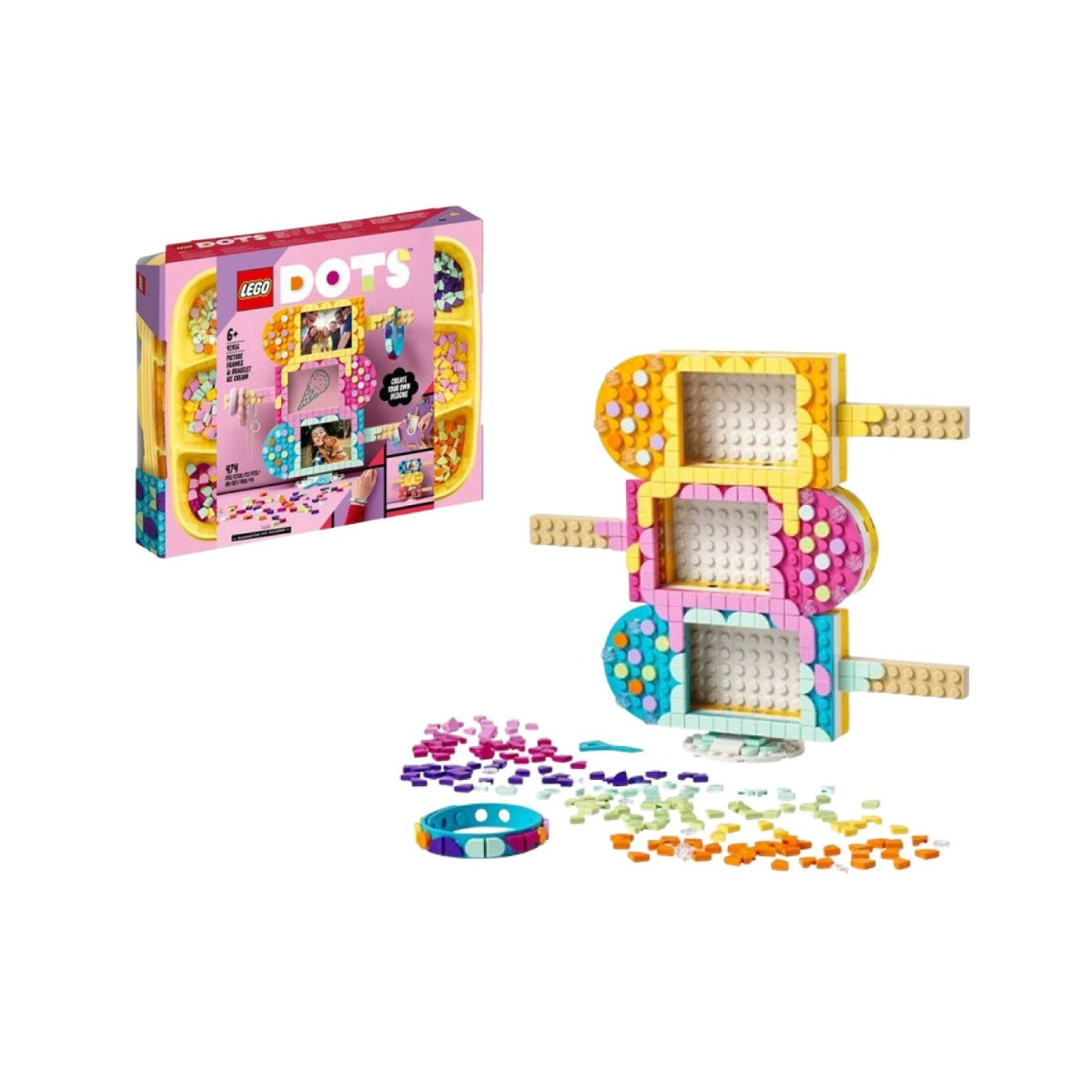 Đồ Chơi Lắp Ráp Khung Ảnh Cà Rem Và Vòng Tay Sắc Màu Lego Dots 41956