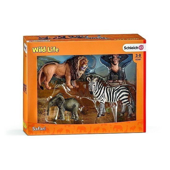 Bộ mô hình Safari: Sư tử, voi con, ngựa vằn, tinh tinh con