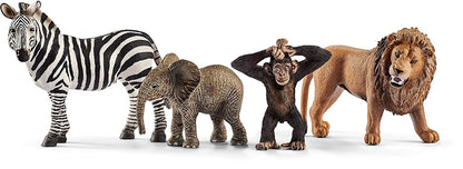Bộ mô hình Safari: Sư tử, voi con, ngựa vằn, tinh tinh con