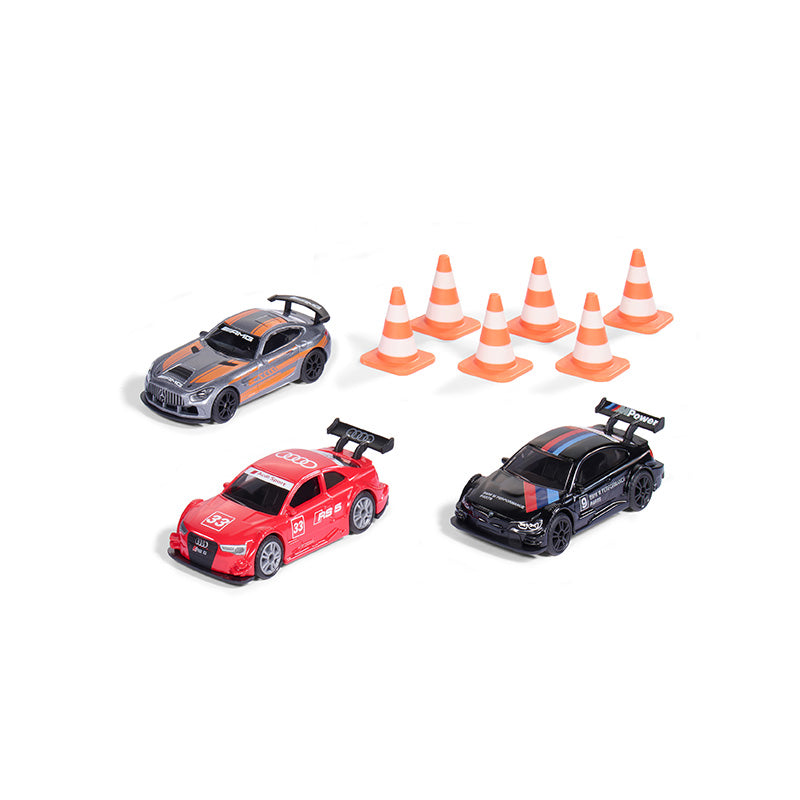 Mô Hình Set Xe Đua  3 Chiếc Kèm Chướng Ngại Vật SIKU 6331