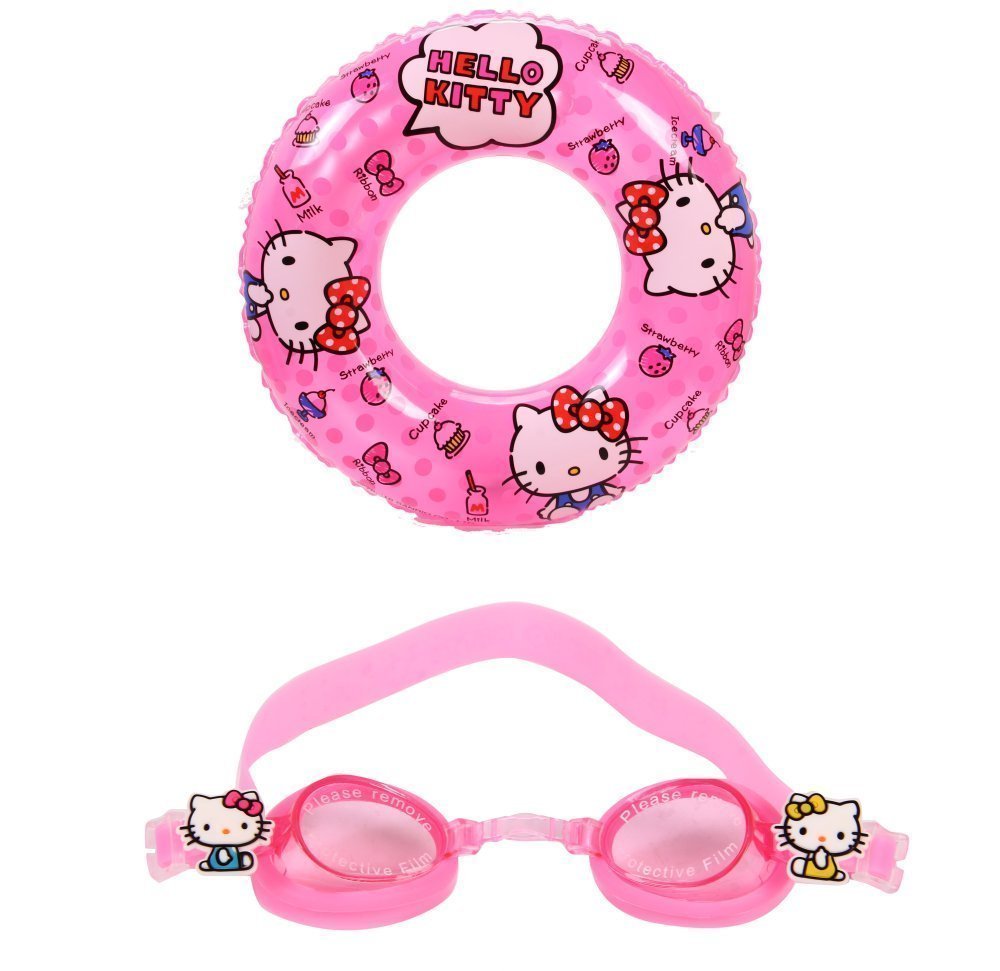Set phao tròn và kính bơi cho bé - Hình Hello Kitty