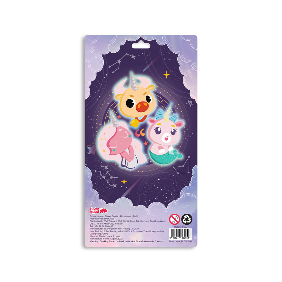 Huy Hiệu Unicorn Horoscope - Earth Cleverhippo Badge03