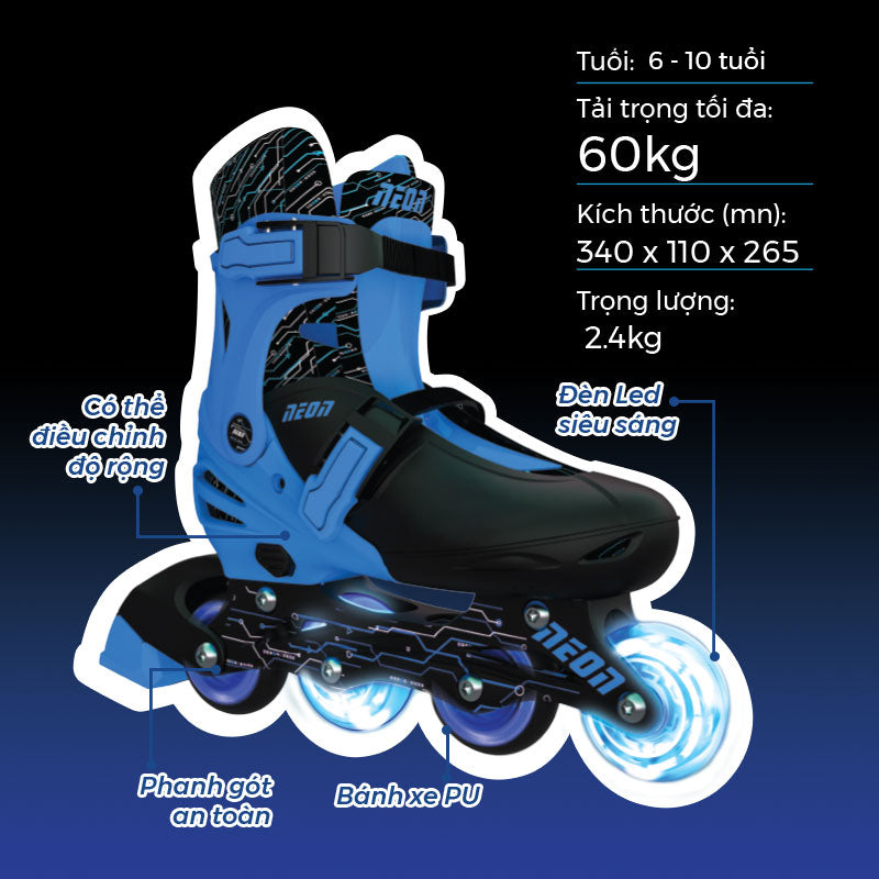 Neon Inline Yvolution Patin blue NT08B4-size 6-10 years old