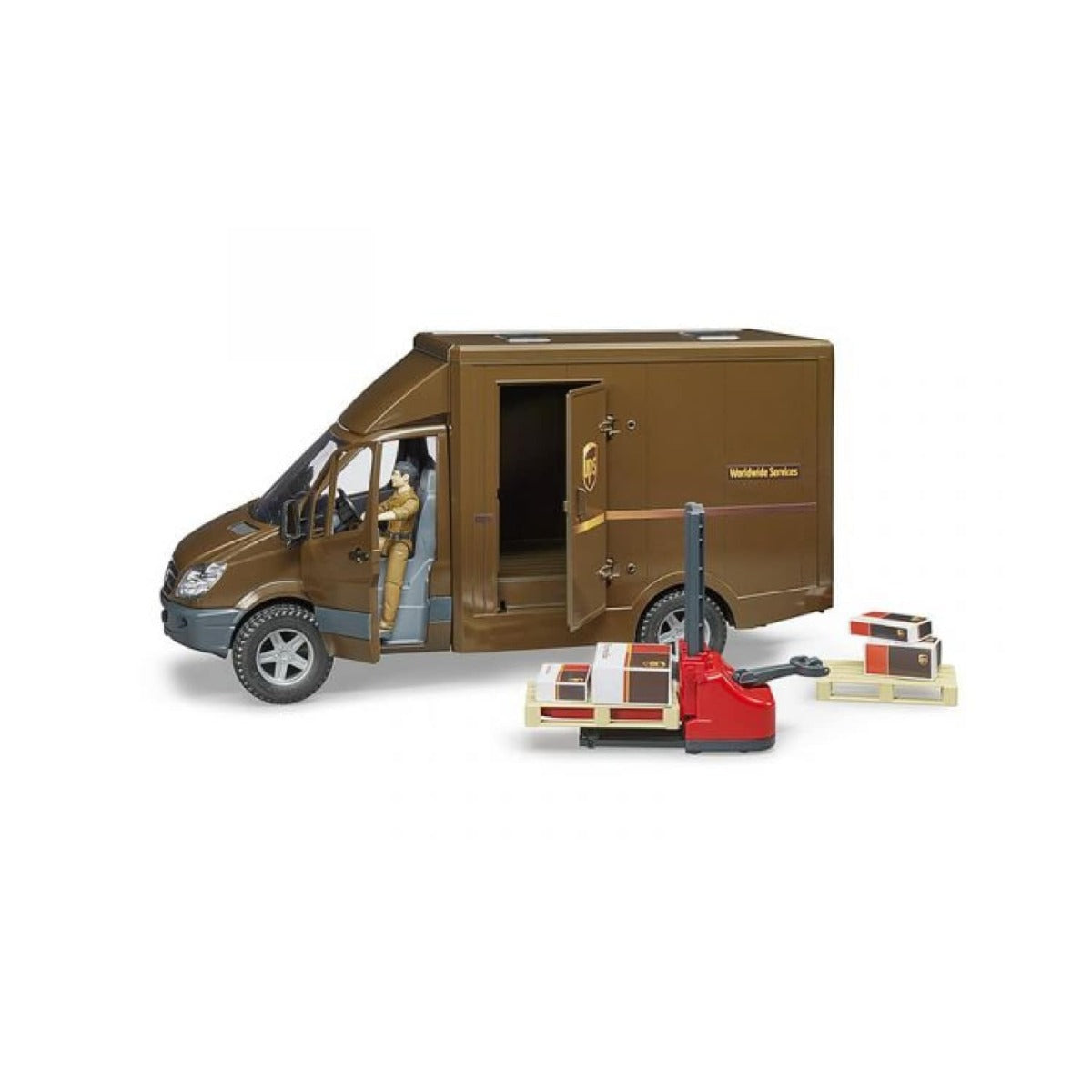 Đồ Chơi Mô Hình Xe UPS Kèm Xe Nâng, Người Và Phụ Kiện BRUDER BRU02538