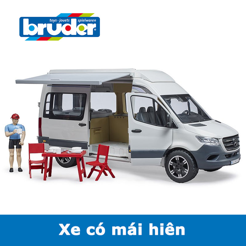 Đồ chơi mô hình tỷ lệ 1:16 xe cắm trại Mercedes với tài xế BRUDER BRU02672
